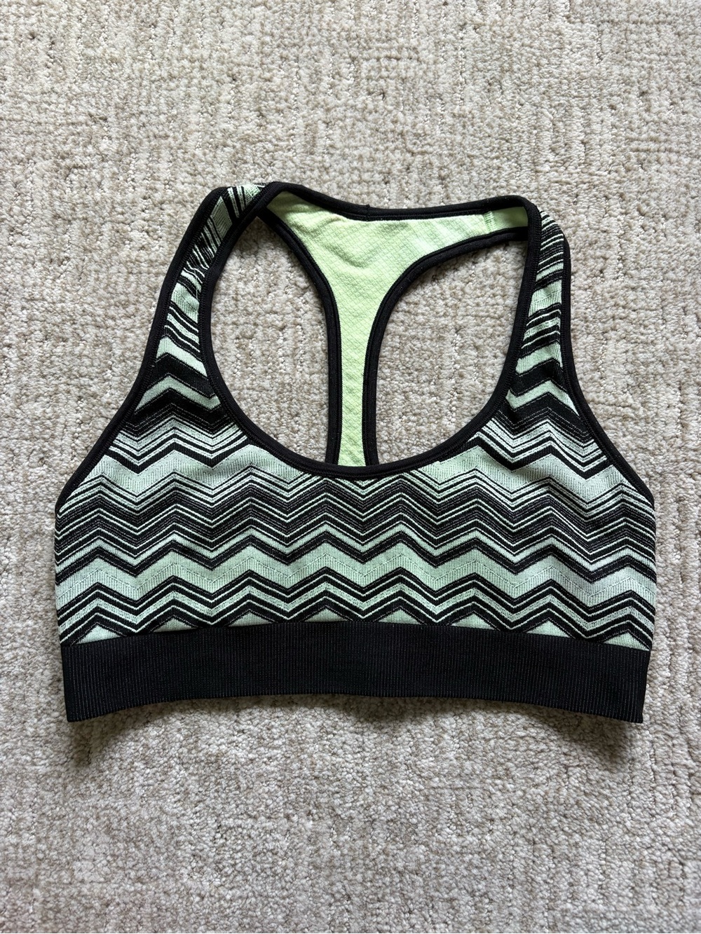 lululemon athletica lime green & Black Chevron Racerback Sports Bra